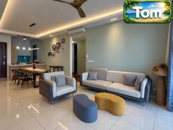 Ruang tamu & makan – Kondominium di Queens Residences Q1, Bayan Lepas, foto 1